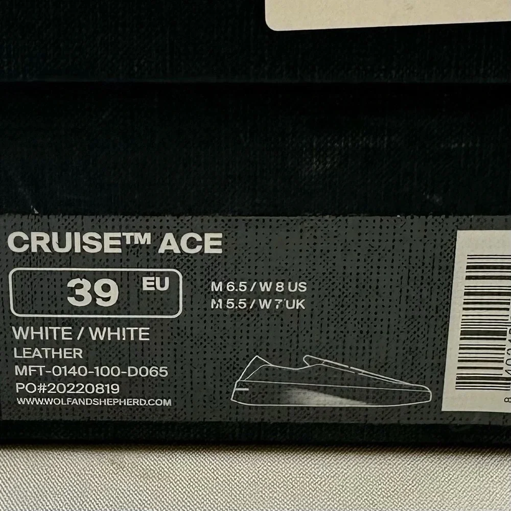 Wolf & Shepherd Cruise Ace White Men's Sz 6.5 Women's Sz 8 Italian Leather
